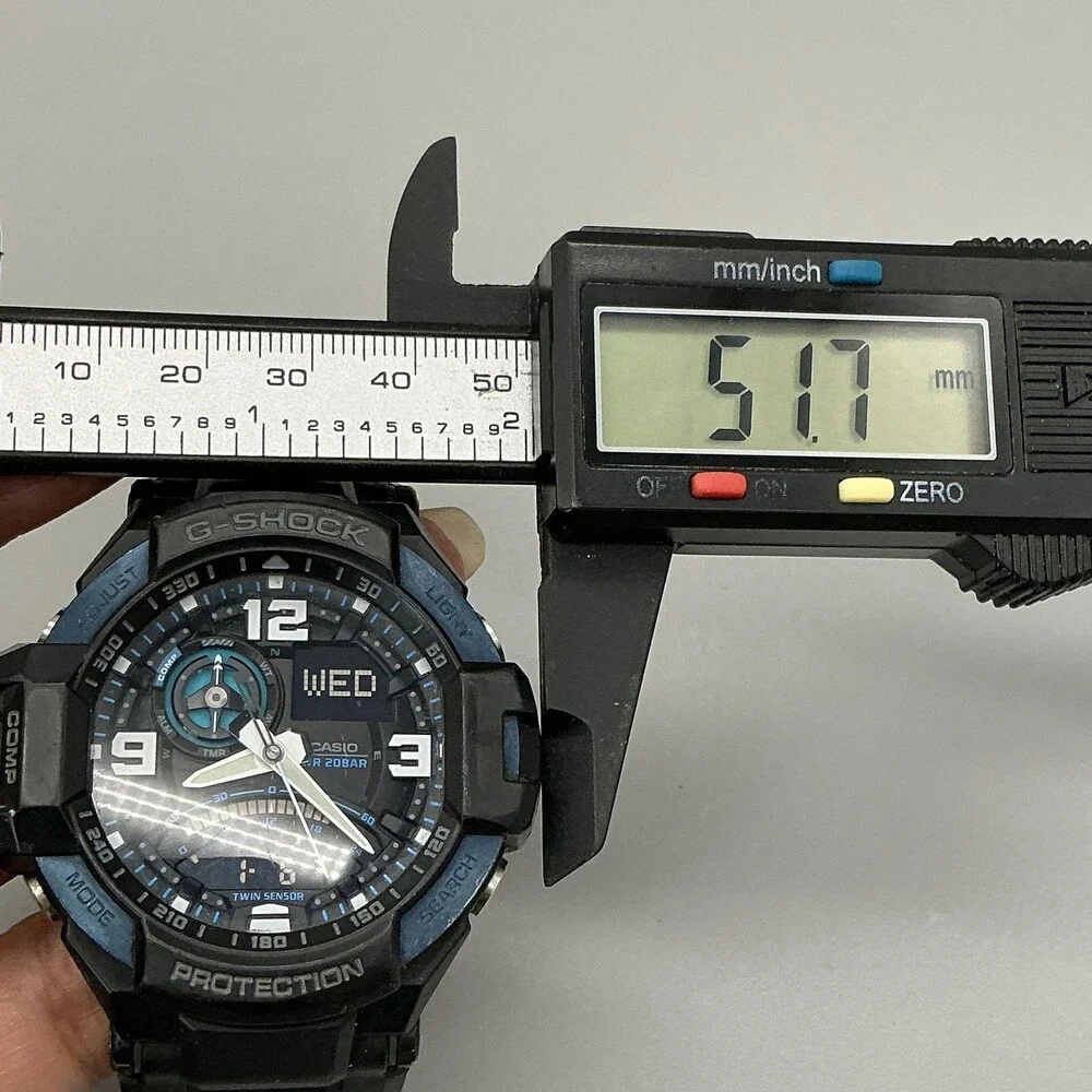 Casio G-Shock GA-1000 Mens Watch 52mm Black Blue Digital Twin Sensor New Battery